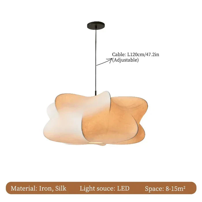 Silk Pendant Lamp Beige Wabi Sabi Japanese Style