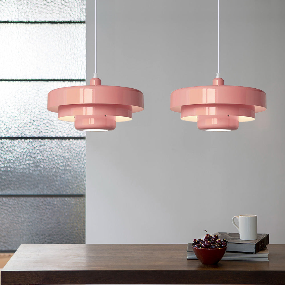 Pendant Light Metal Disc Shade Warm Light Dining Room