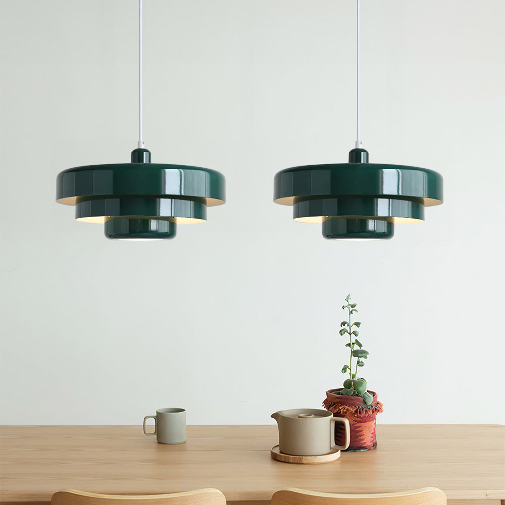 Pendant Light Metal Disc Shade Warm Light Dining Room