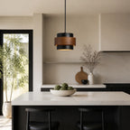 Pendant Light Wood Travertine Cylinder Japandi Design