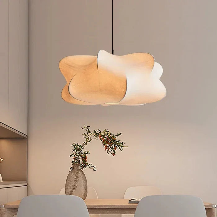 Silk Pendant Lamp Beige Wabi Sabi Japanese Style