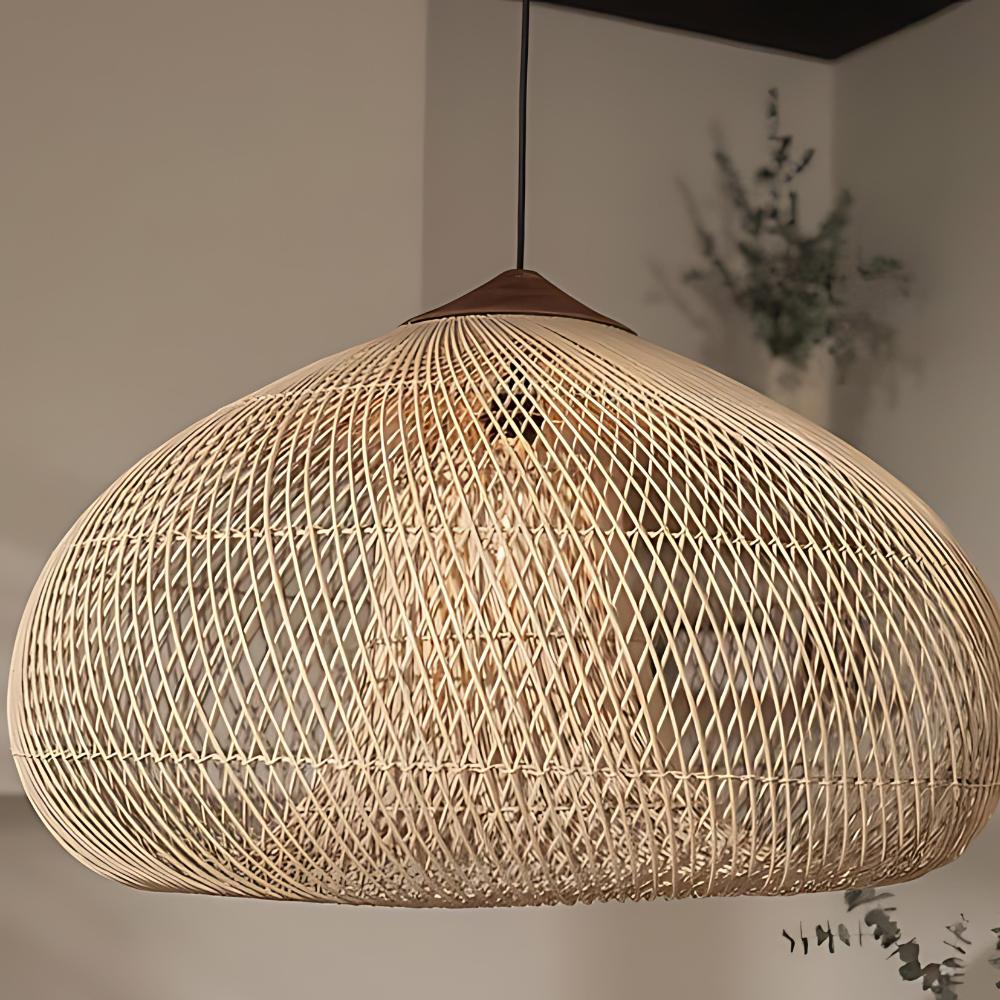 Pendant Light Rattan Woven Dome Shade E26/E27