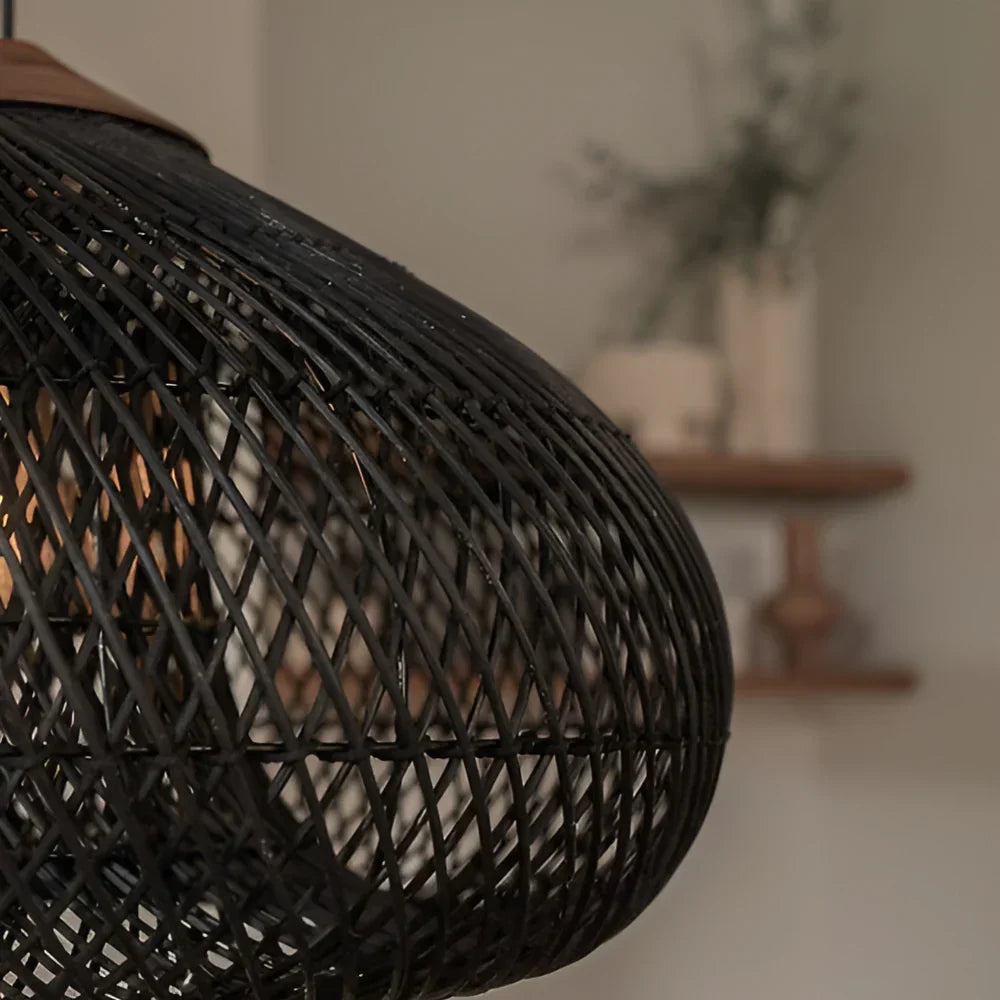 Pendant Light Rattan Woven Dome Shade E26/E27