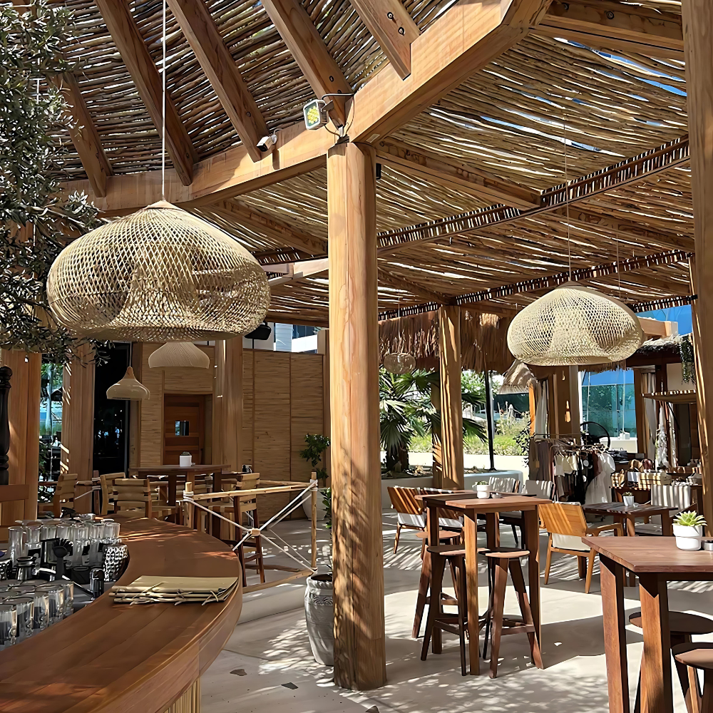 Pendant Light Rattan Woven Dome Shade E26/E27