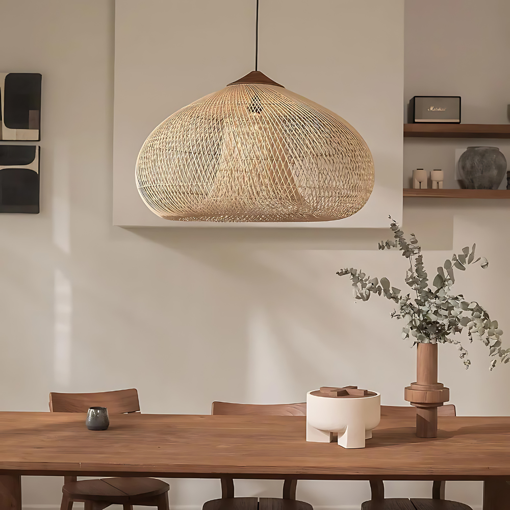 Pendant Light Rattan Woven Dome Shade E26/E27