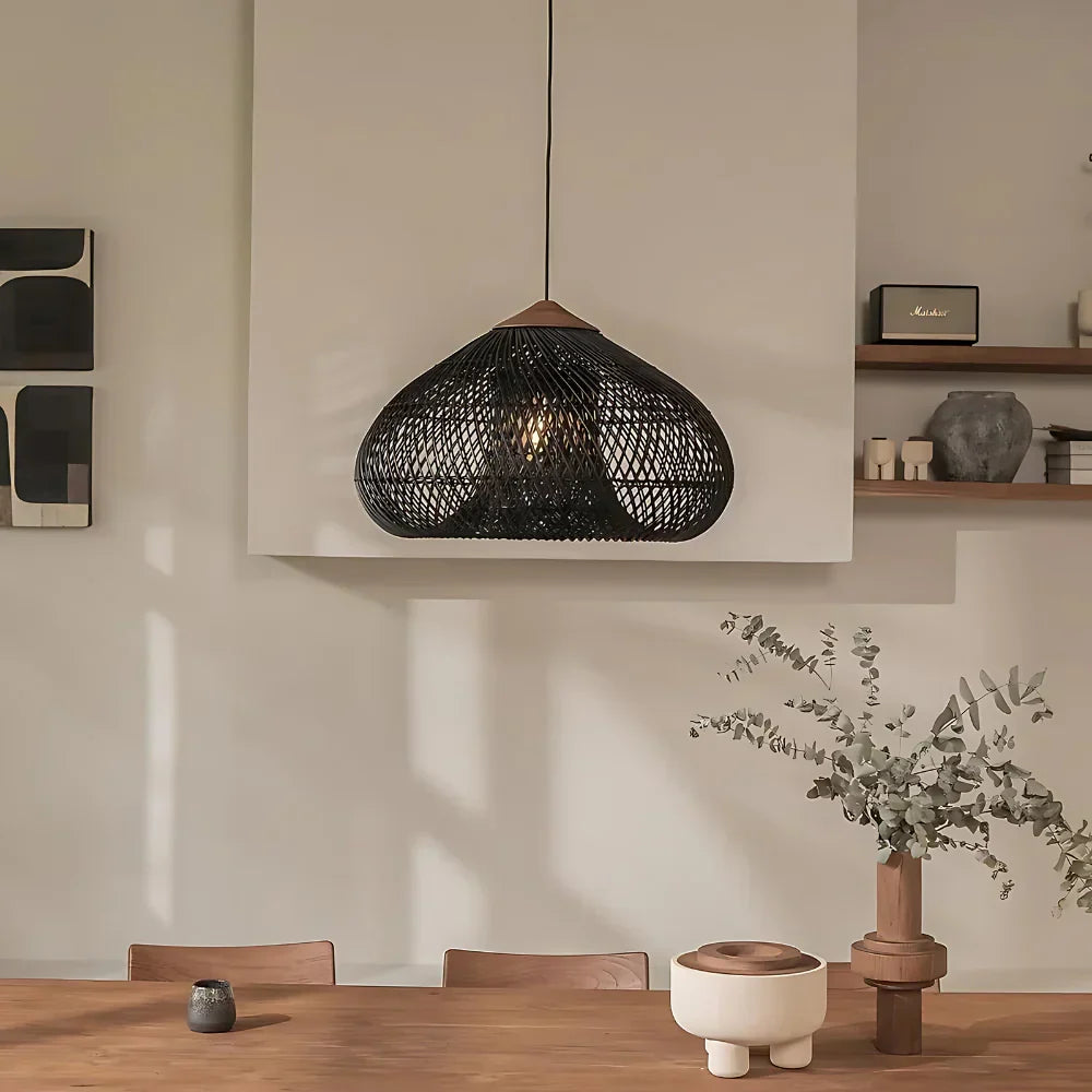 Pendant Light Rattan Woven Dome Shade E26/E27