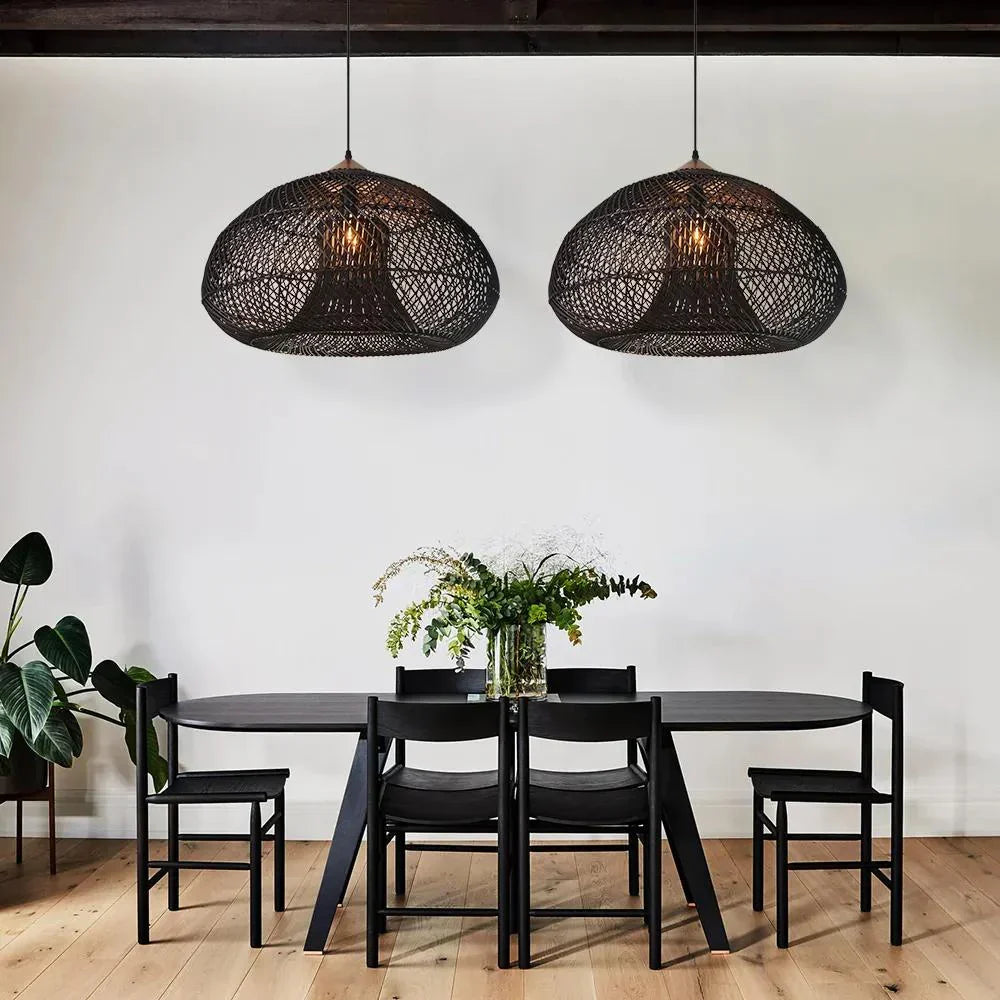 Pendant Light Rattan Woven Dome Shade E26/E27