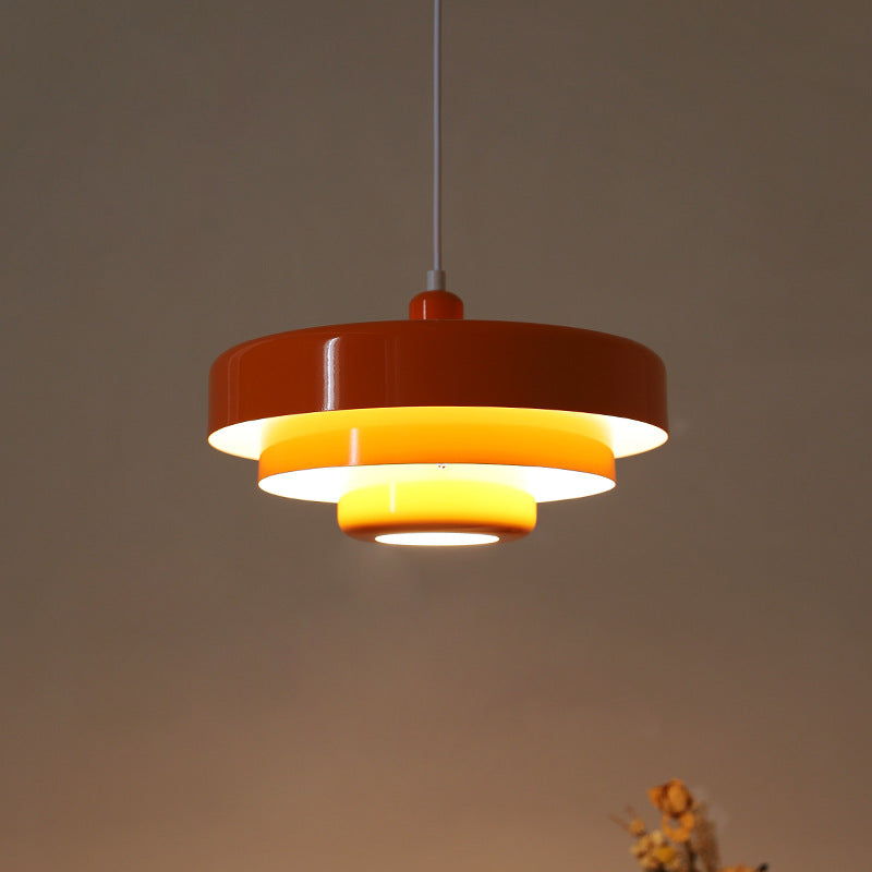Pendant Light Metal Disc Shade Warm Light Dining Room