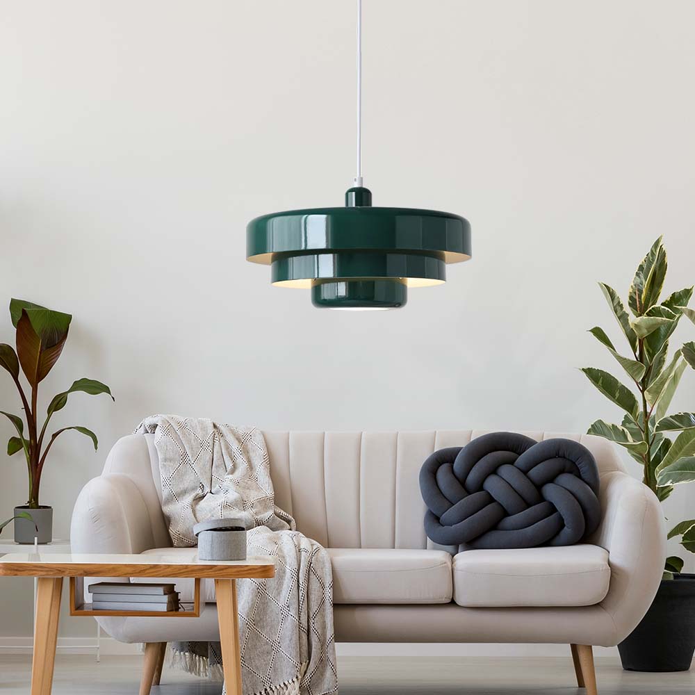 Pendant Light Metal Disc Shade Warm Light Dining Room