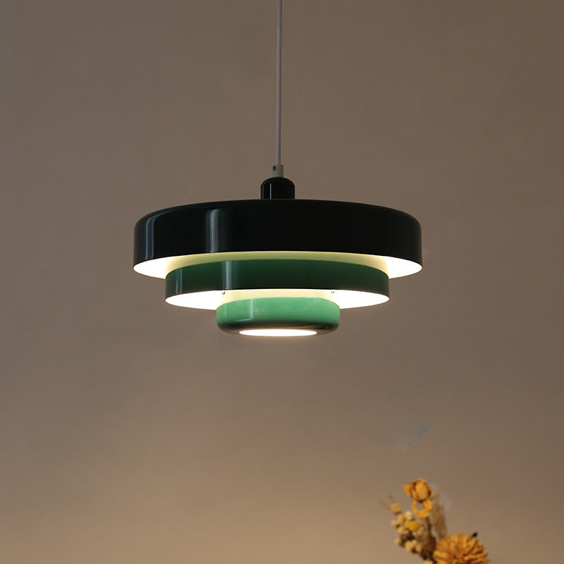 Pendant Light Metal Disc Shade Warm Light Dining Room