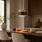 Pendant Light Wood Travertine Cylinder Japandi Design