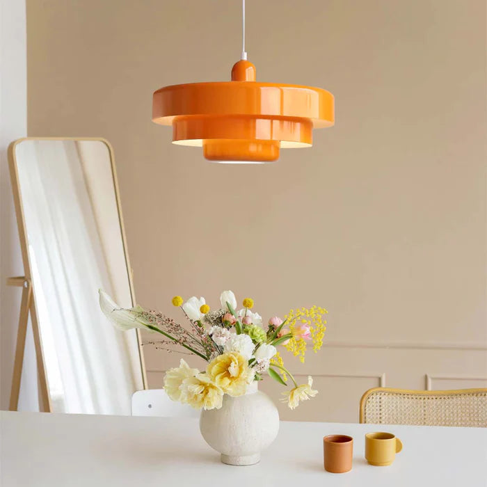 Pendant Light Metal Disc Shade Warm Light Dining Room