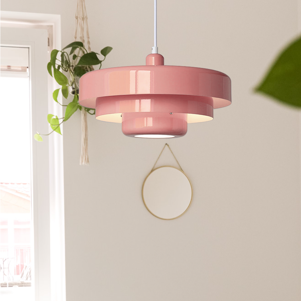 Pendant Light Metal Disc Shade Warm Light Dining Room