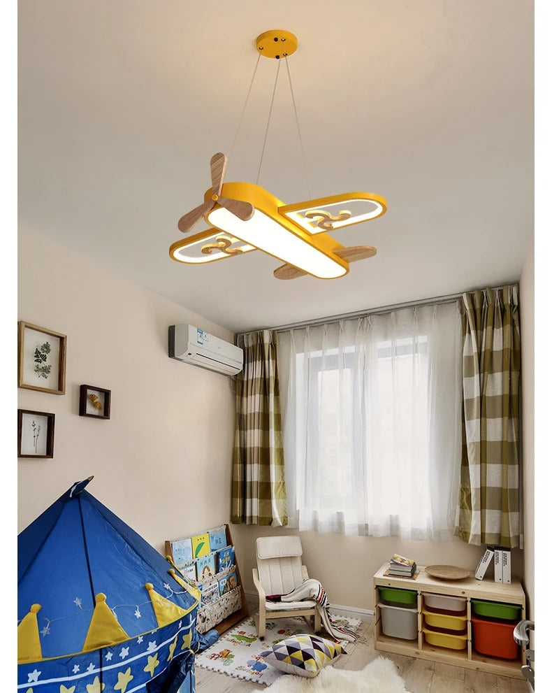 Airplane LED Pendant Light Kids Room Dimmable Remote