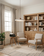 Pendant Light Travertine Stone Wood Sphere Minimalist