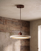 Pendant Light Travertine Stone Wood Sphere Minimalist