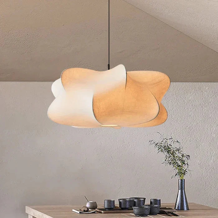 Silk Pendant Lamp Beige Wabi Sabi Japanese Style