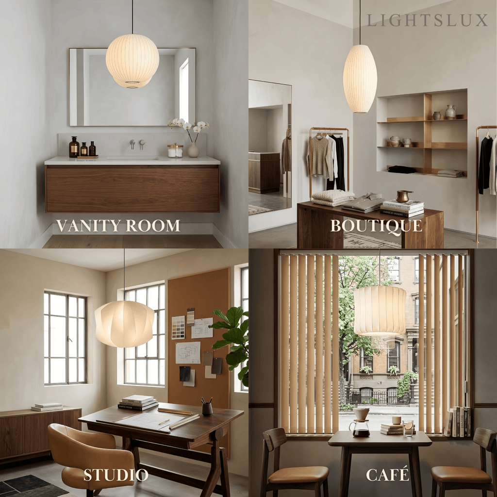 Pendant Light Japandi Silk-Inspired Shade White