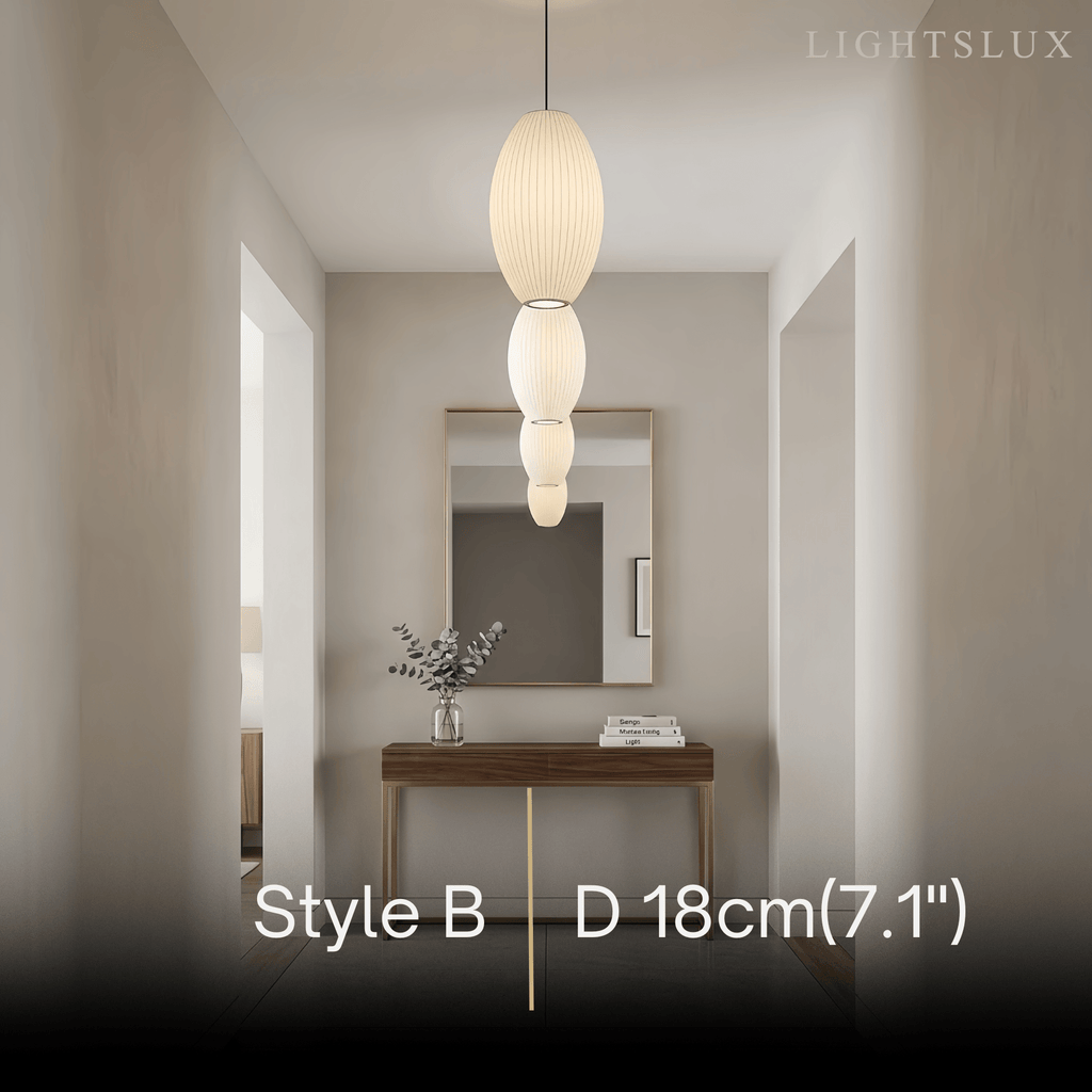 Pendant Light Japandi Silk-Inspired Shade White