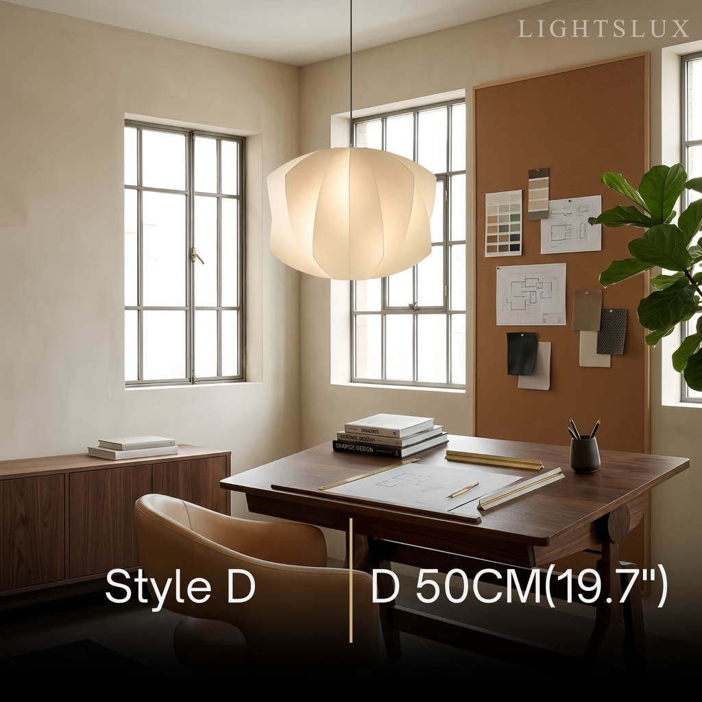Pendant Light Japandi Silk-Inspired Shade White