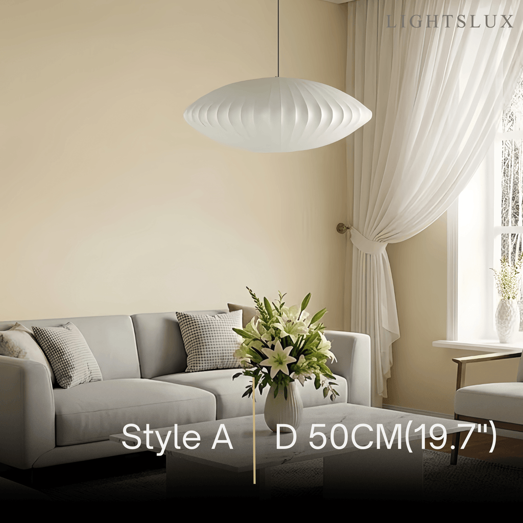 Pendant Light Japandi Silk-Inspired Shade White