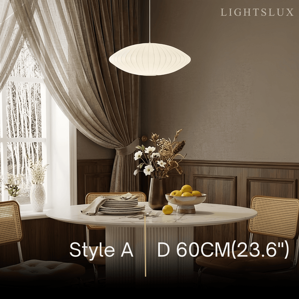 Pendant Light Japandi Silk-Inspired Shade White