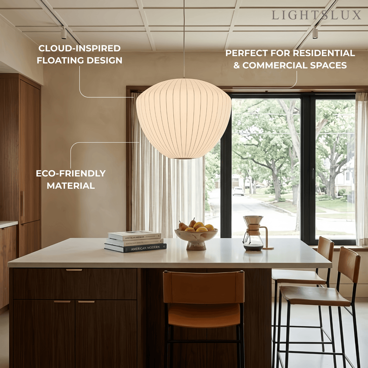 Pendant Light Japandi Silk-Inspired Shade White