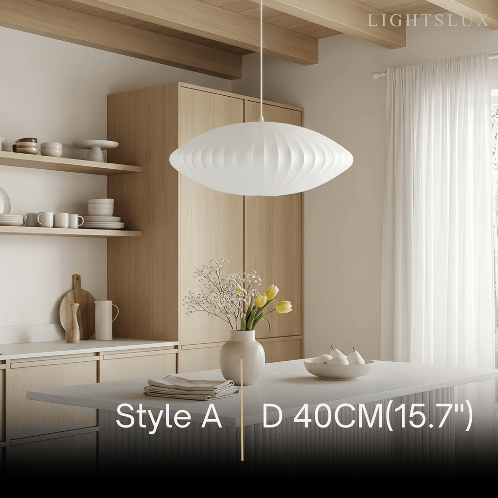 Pendant Light Japandi Silk-Inspired Shade White