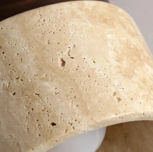 Ceiling Light Travertine Wood Frosted Diffuser Modern