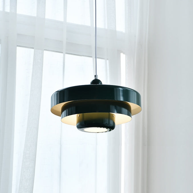 Pendant Light Metal Disc Shade Warm Light Dining Room