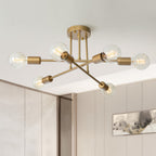 Sputnik Chandelier Modern Brass Semi Flush Mount 6-Light