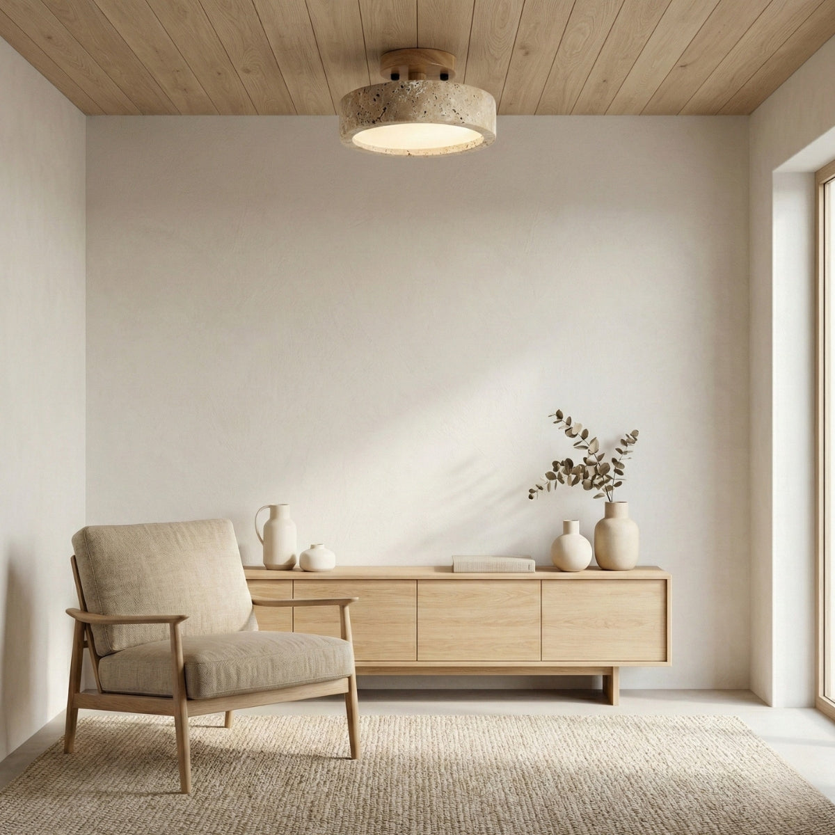 Ceiling Light Travertine Modern Warm White Glow