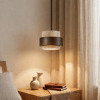 Pendant Light Wood Travertine Cylinder Japandi Design