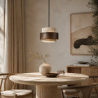 Pendant Light Wood Travertine Cylinder Japandi Design