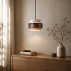 Pendant Light Wood Travertine Cylinder Japandi Design