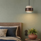 Pendant Light Wood Travertine Cylinder Japandi Design