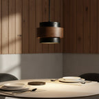 Pendant Light Wood Travertine Cylinder Japandi Design