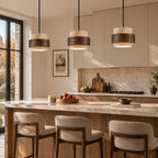Pendant Light Wood Travertine Cylinder Japandi Design