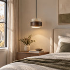 Pendant Light Wood Travertine Cylinder Japandi Design