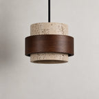 Pendant Light Wood Travertine Cylinder Japandi Design