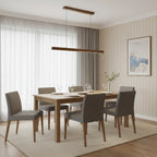 Linear Wood Pendant Light LED Modern Dining Room