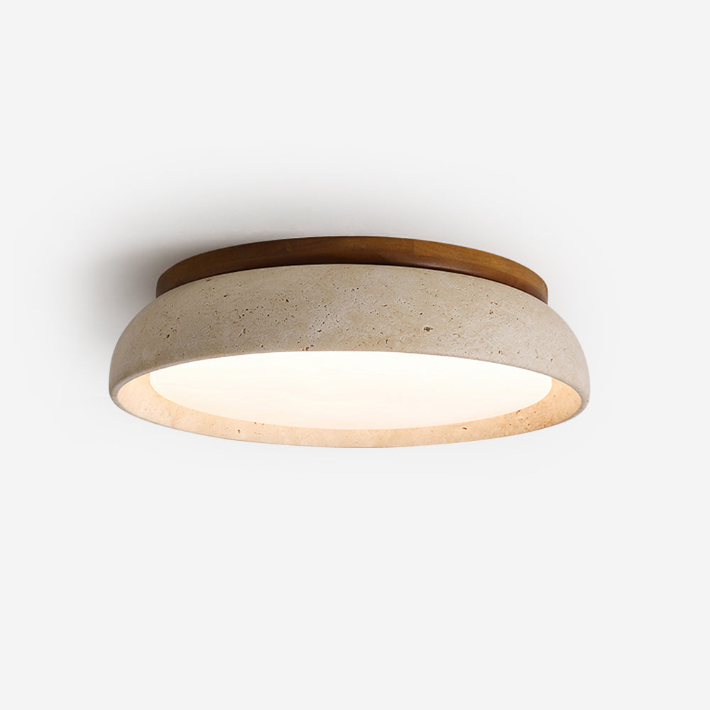Flush Mount Ceiling Light Travertine Wood Modern