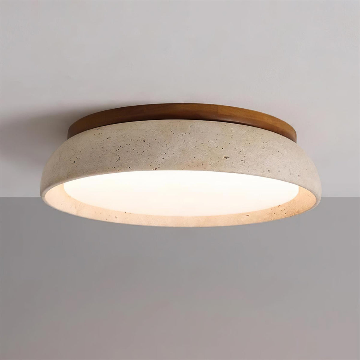 Flush Mount Ceiling Light Travertine Wood Modern