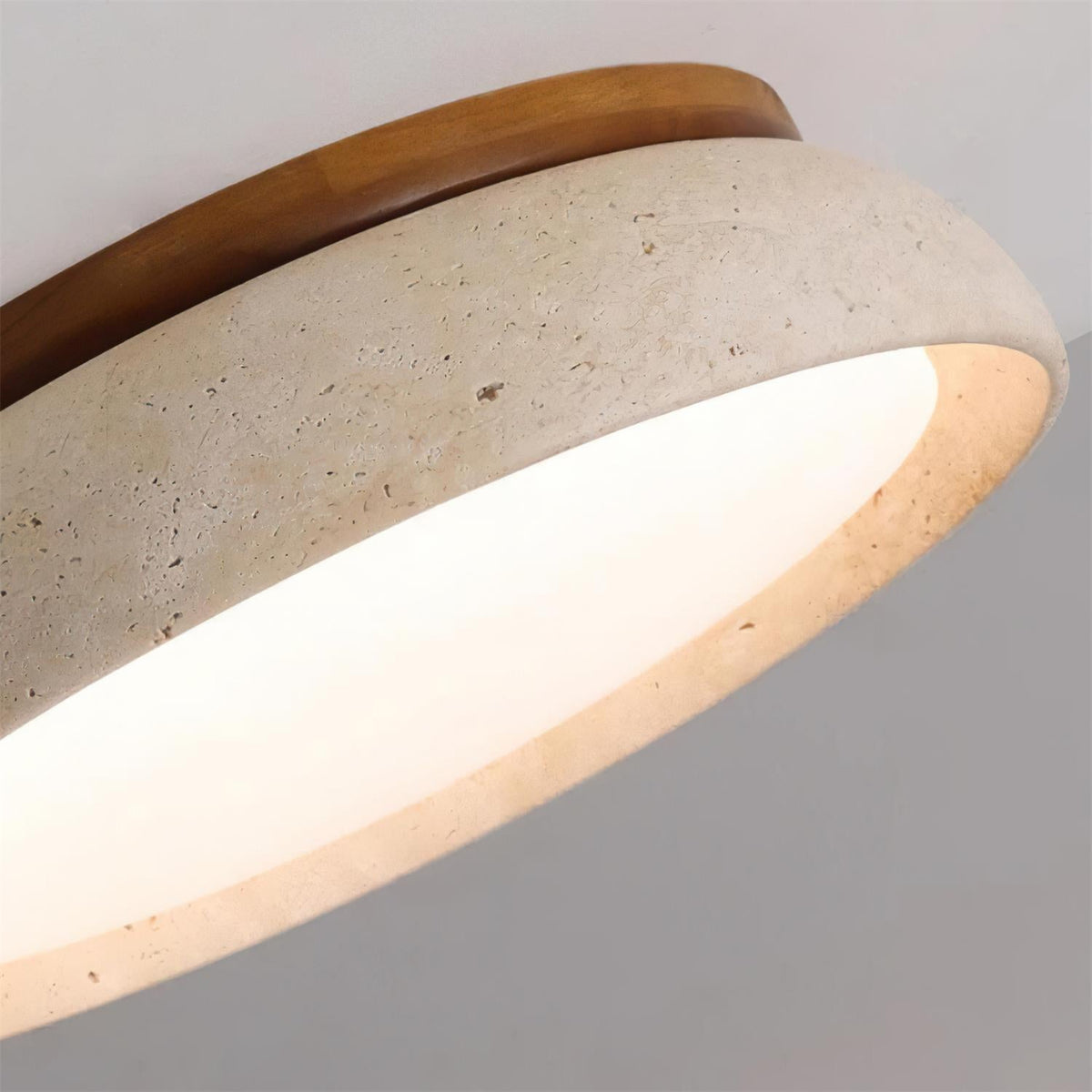 Flush Mount Ceiling Light Travertine Wood Modern