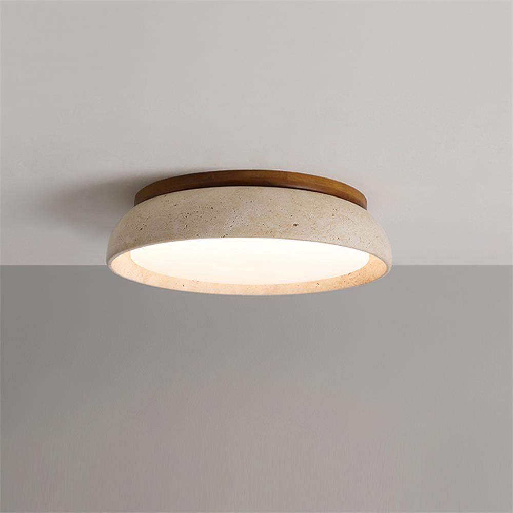 Flush Mount Ceiling Light Travertine Wood Modern