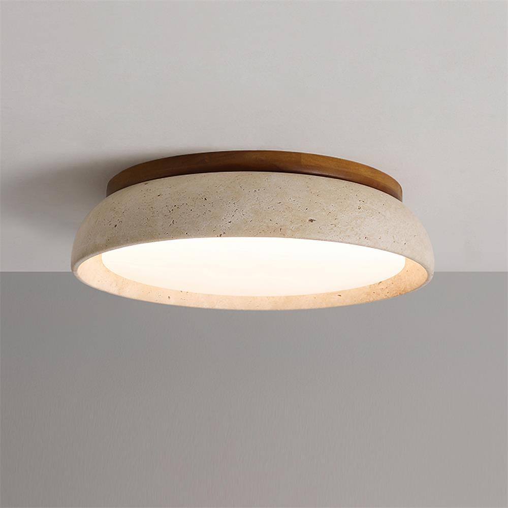 Flush Mount Ceiling Light Travertine Wood Modern