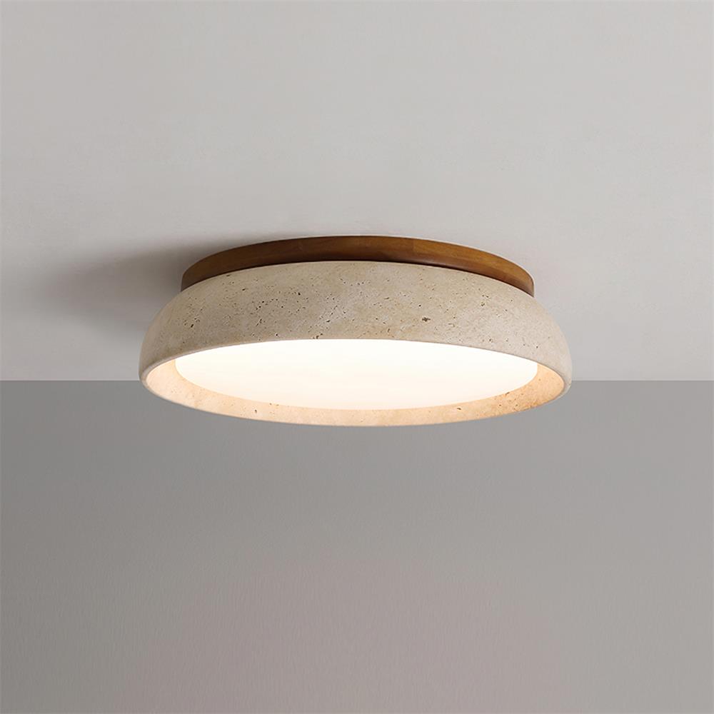 Flush Mount Ceiling Light Travertine Wood Modern