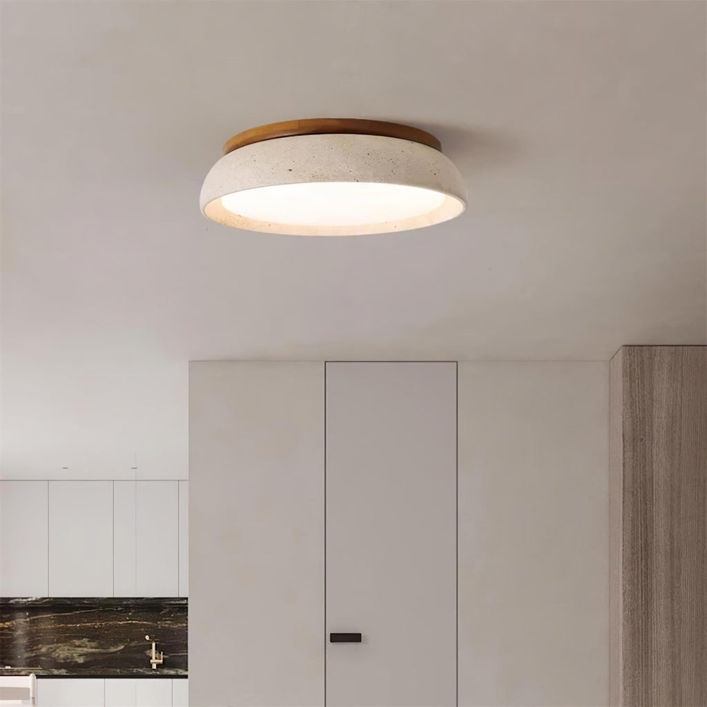 Flush Mount Ceiling Light Travertine Wood Modern
