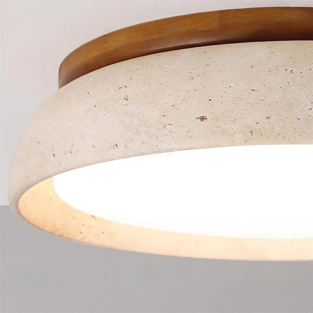 Flush Mount Ceiling Light Travertine Wood Modern