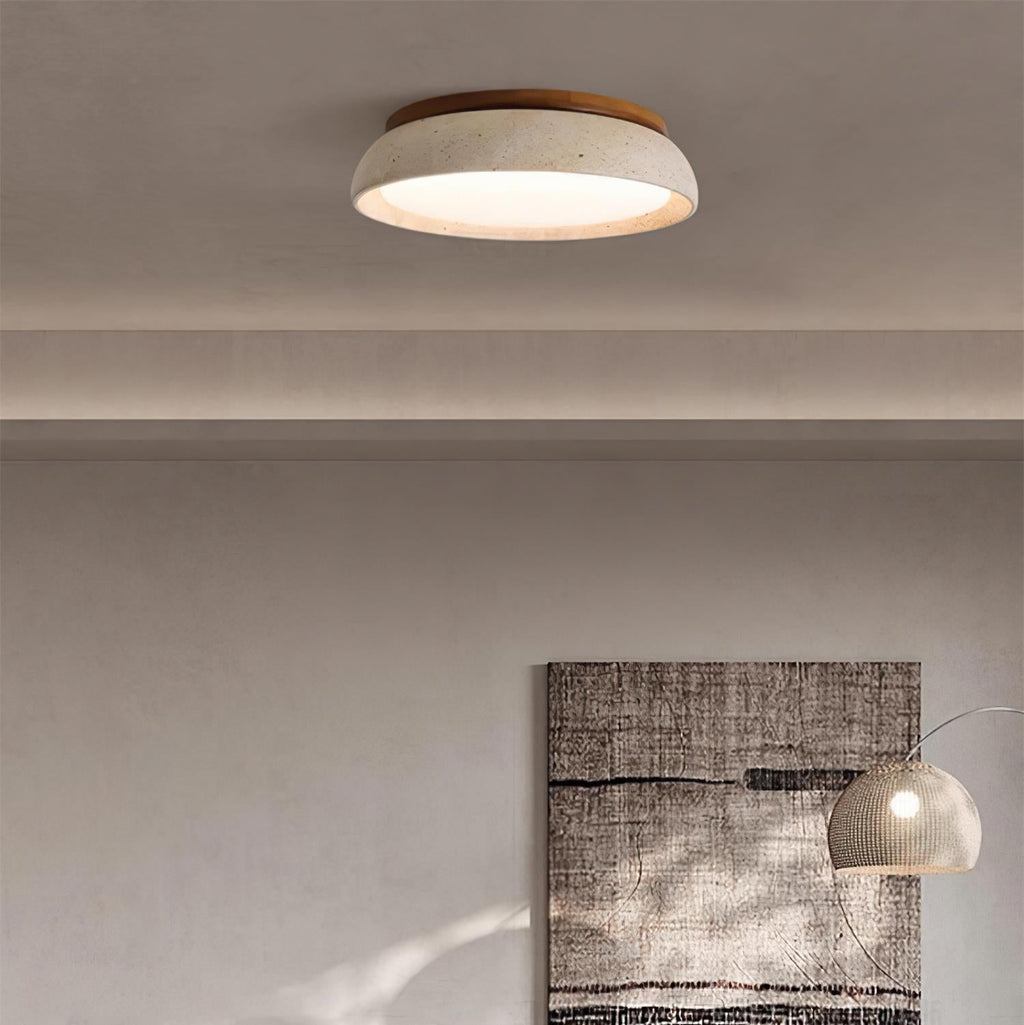 Flush Mount Ceiling Light Travertine Wood Modern